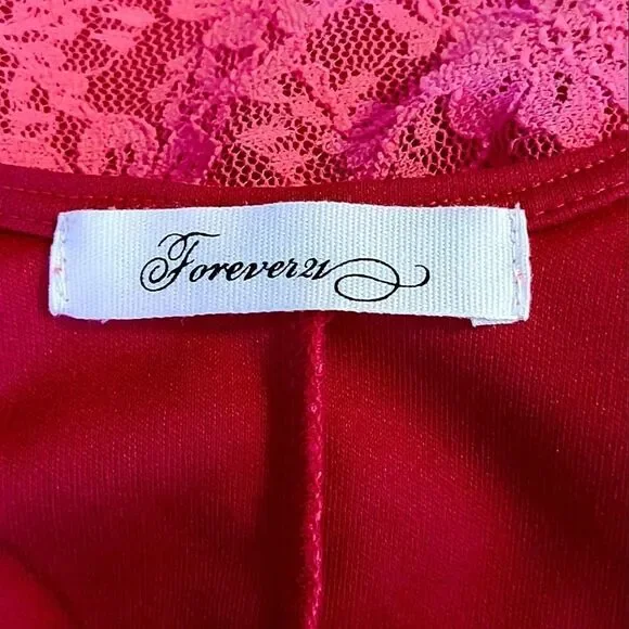 FOREVER 21 PINK LACE FULLY LINED LOW BACK GOING OUT DRESS WOMEN'S SIZE S - Picture 5 of 6